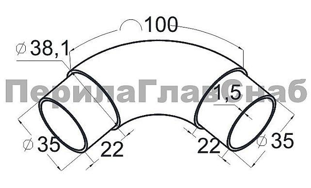 Отвод поручня под Ø38.1х110х1.5 мм, 90°, литой, полированный 600 Grit, с двумя установочными кольцами, (AISI 316) k059-4 2 Отвод поручня под Ø38.1х110х1.5 мм, 90°, литой, полированный 600 Grit, с двумя установочными кольцами, (AISI 316) k059-4 2