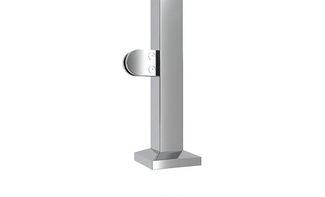 Стойка квадратная 40х40: 2 литых зажимных стеклодержателя, полированная, высота 950 мм (AISI 304) k745-L 4