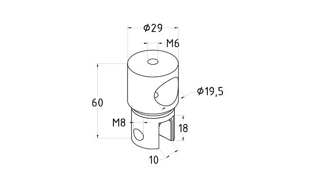 Крепежный элемент сквозной для трубы 19 мм t914 PC 2