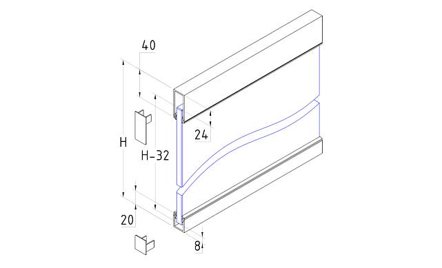 П-образный профиль 40 мм верхний, алюминиевый анодированный, длина 3000 мм т24 AL  2