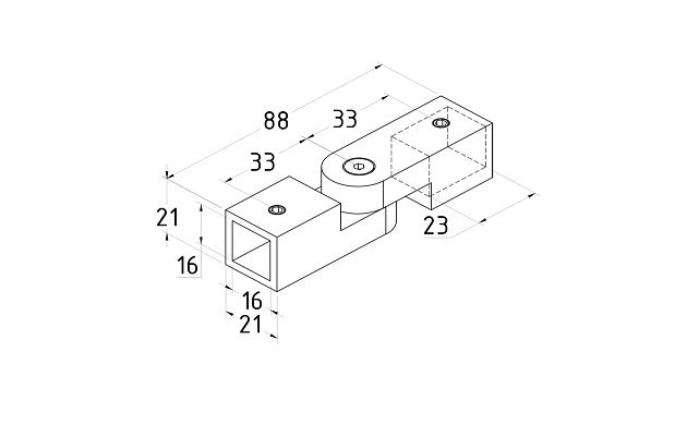 Соединитель труба-труба произвольный угол,под 15х15, нерж. полированный t815 PSS 2 Соединитель труба-труба произвольный угол,под 15х15, нерж. полированный t815 PSS 2