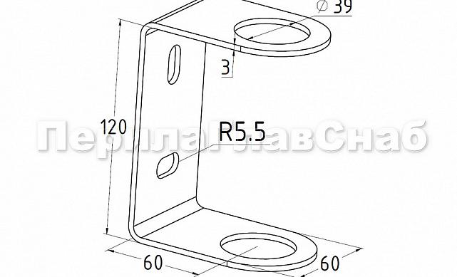 Боковой крепеж С-пластина для Ø38.1 мм, (AISI 201) k337 2 Боковой крепеж С-пластина для Ø38.1 мм, (AISI 201) k337 2