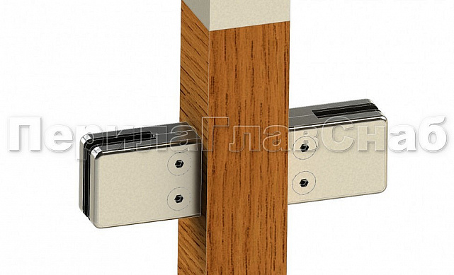 Готовая стойка 40х40х950 мм, деревянная, со вставками из нержавеющей стали 2х100 мм с 4 зажимными стеклодержателями, под золото k740-3-G 3 Готовая стойка 40х40х950 мм, деревянная, со вставками из нержавеющей стали 2х100 мм с 4 зажимными стеклодержателями, под золото k740-3-G 3