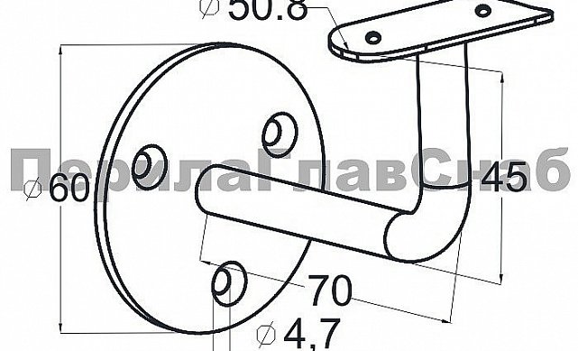 Пристенок с ложементом, сварной, (AISI 304) k010-2 3