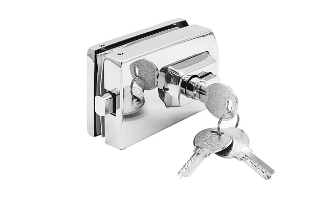 Замок для стеклянной двери вертикальный с ответной частью на стену и пол, полированный, вырез 15 t135 PSS 7 Замок для стеклянной двери вертикальный с ответной частью на стену и пол, полированный, вырез 15 t135 PSS 7