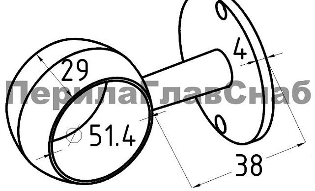 Держатель поручня Ø50.8 мм, выносной, с обхватом, золото k066-88 3