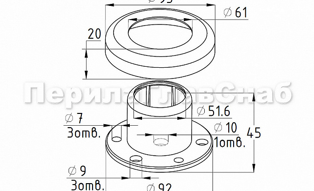 Цанга под золото под Ø50.8 мм, (AISI 304) Фk220-88 2 Цанга под золото под Ø50.8 мм, (AISI 304) Фk220-88 2
