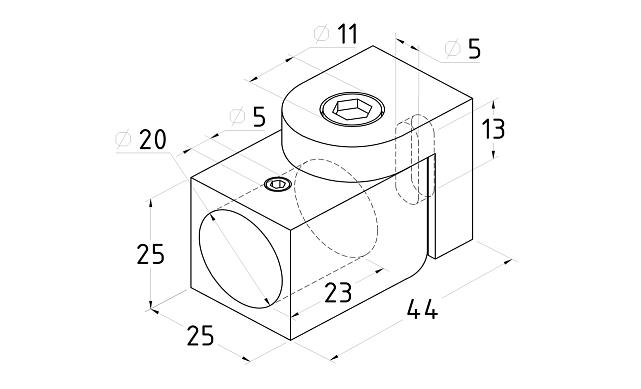 Держатель труба-стена, регулируемый, Ø19 мм, нерж., шлифованный t908 SSS 3