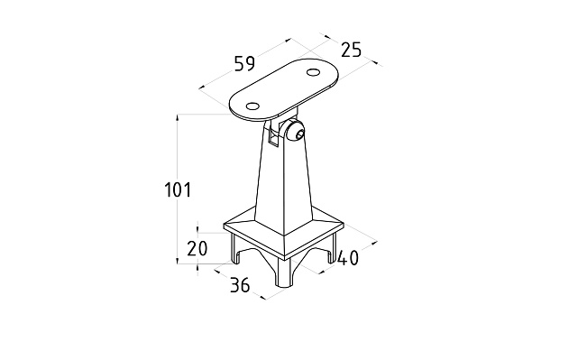 Наконечник на стойку из профильной трубы 40х40 мм, с регулируемым ложементом под плоскость, литой, полированный, нержавеющий AISI 304 k222-3 2