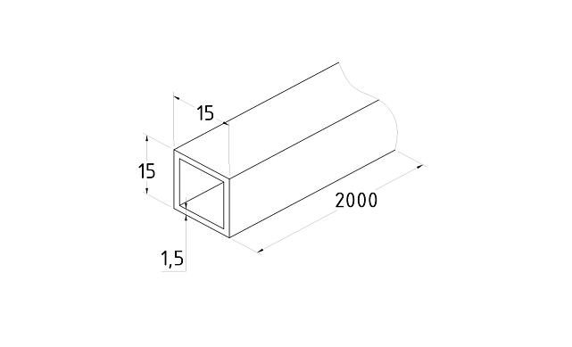 Штанга 15х15х1,5мм полированная, длина 2000мм t809-02 PSS 2