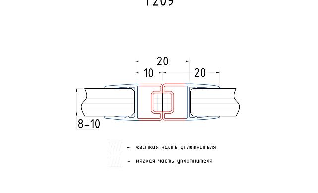 Комплект уплотнителей для стекла в душевую кабину (2 шт.), стекло-стекло 8 мм, прозрачный, 180°, 2200 мм t209-2 2