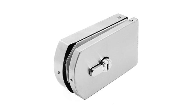 Замок для стеклянной двери вертикальный с ответной частью на стену и пол, шлифованный, вырез 15 t135 SSS 7