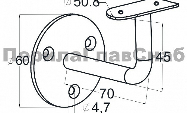 Пристенок с ложементом, сварной, (AISI 304) k010-2 2