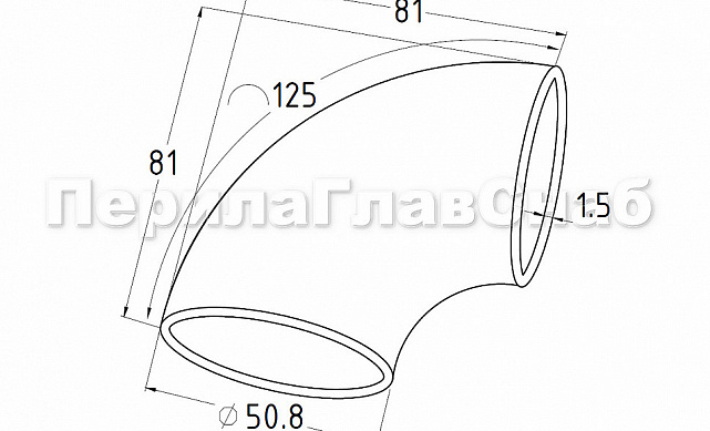 Отвод поручня под сварку Ø50.8х1.5 мм, 400 Grit, (AISI 304) k021 2