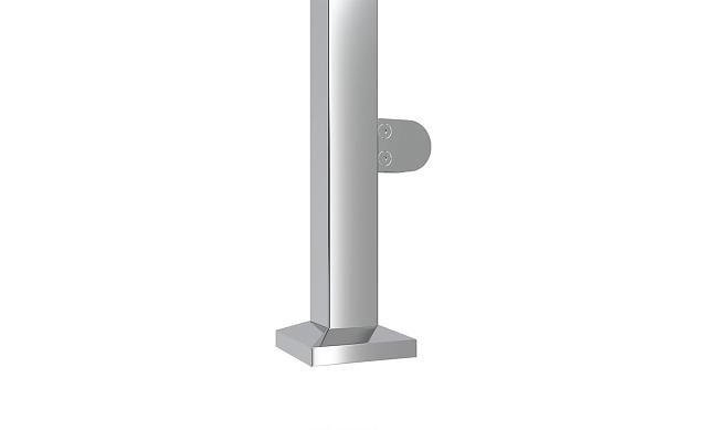 Стойка квадратная 40х40: 2 литых зажимных стеклодержателя, полированная, высота 950 мм (AISI 304) k745-R 4