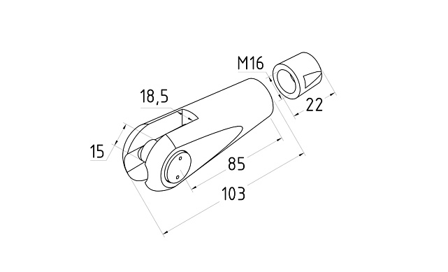 Наконечник ванты (тяги) под резьбу М16 правый (AISI304) k661-R 6 Наконечник ванты (тяги) под резьбу М16 правый (AISI304) k661-R 6