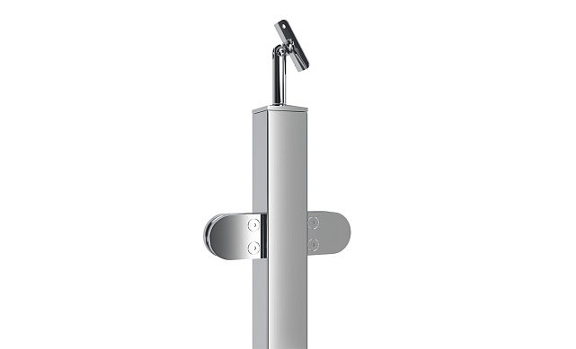 Стойка квадратная 40х40: 4 литых стеклодержателя, полированная, высота 950 мм (AISI 304) k746 3