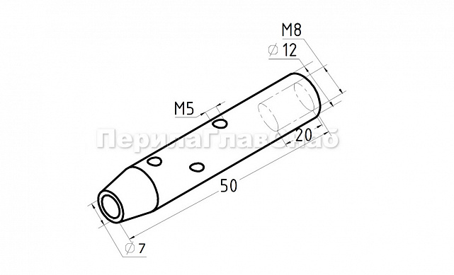 Держатель тросика Ø6 мм, короткий 50х12, прямой, под М8, полированный k240-2 4 Держатель тросика Ø6 мм, короткий 50х12, прямой, под М8, полированный k240-2 4
