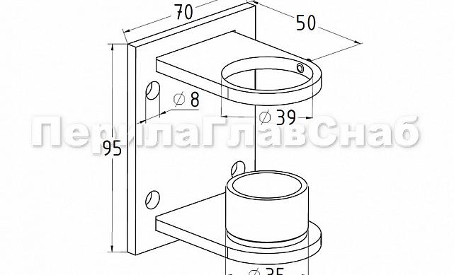 Боковой крепеж С-пластина стакан для Ø38.1 мм, (AISI 201) k339-3 2 Боковой крепеж С-пластина стакан для Ø38.1 мм, (AISI 201) k339-3 2