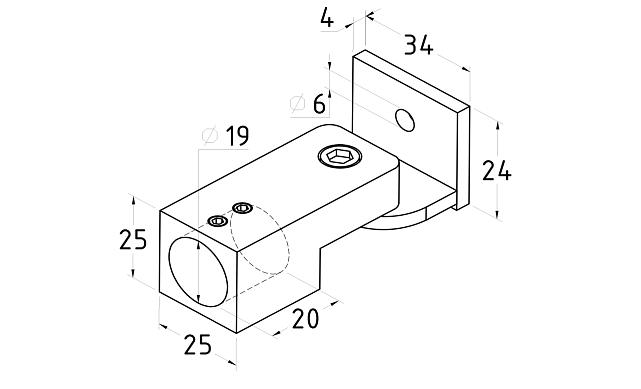 Держатель трубы регулируемый, стена-труба, под 19 мм t908 PC 2