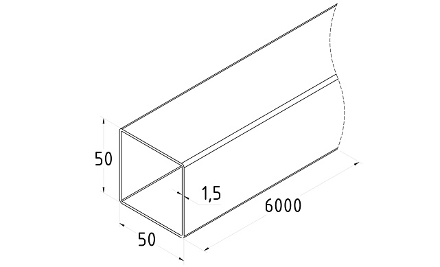 Труба нерж. AISI 304, 50х50 x 1.5 х 6м, полированная k875 2