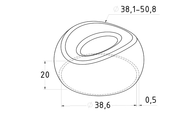 Наконечник стойки штамп, под 90° Ø38/50х0.6 AISI 201 #400 k017-8 2 Наконечник стойки штамп, под 90° Ø38/50х0.6 AISI 201 #400 k017-8 2