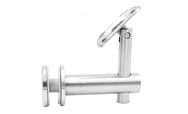 Выносной держатель поручня на стекло 8-20 мм, регулируемый, с ложементом, шлифованный, (AISI 304) k241 7 Выносной держатель поручня на стекло 8-20 мм, регулируемый, с ложементом, шлифованный, (AISI 304) k241 7