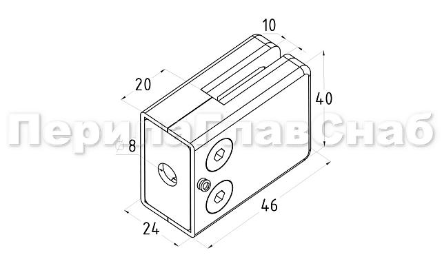 Стеклодержатель штампованный, под стекло 10 мм (5+5 мм), на плоскость 40х24х48 полированный (AISI 304) k352-10 2