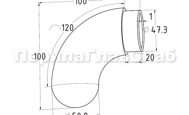 Отвод оконечный литой Ø50.8 мм, с круглой заглушкой, (AISI 304) k020-4 2
