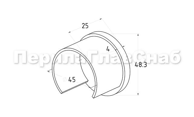 Заглушка с пазом на трубу Ø48.3 мм полированная (AISI 304) k235 2