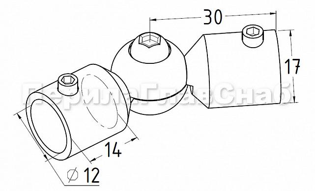 Поворот ригеля Ø12 мм, регулируемый, шаровый, внешний AISI 304 #600 k253 2