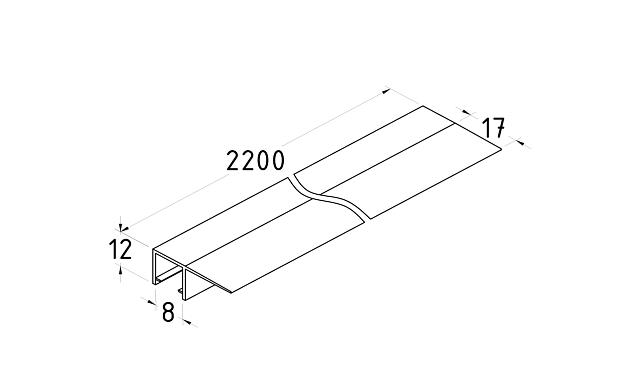Уплотнитель для стекла 8 мм, полупрозрачный черный, 90°, стекло-стекло 2200 мм t215-2 BL 2