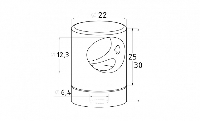 Ригеледержатель на плоскость, для ригеля Ø12.3 мм, Ø20х28, полированный, литой (AISI 304) k029-5 3 Ригеледержатель на плоскость, для ригеля Ø12.3 мм, Ø20х28, полированный, литой (AISI 304) k029-5 3