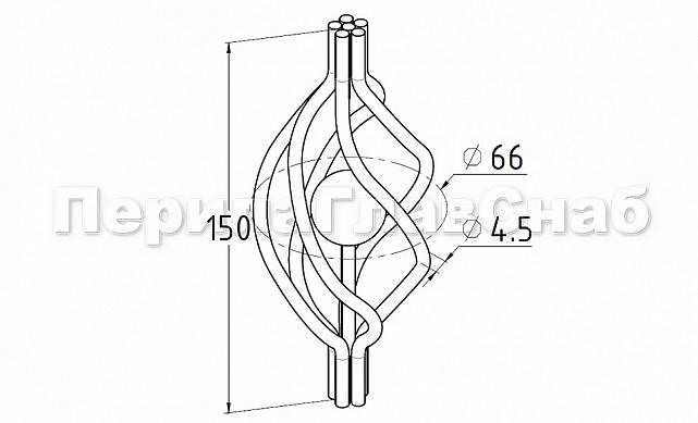 Декоративная вставка (корзинка) для стойки Ø25 мм, с золотым шаром k388-2 3
