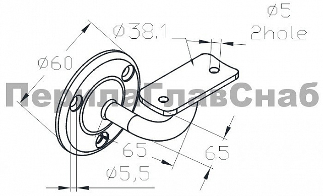 Пристенок литой под Ø38.1 мм, полированный, золото k234-88 3