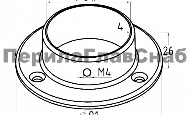 Фланец для трубы Ø50.8 мм, литой, шлифованный, (AISI 304) k022-4 2 Фланец для трубы Ø50.8 мм, литой, шлифованный, (AISI 304) k022-4 2