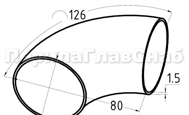 Отвод поручня под сварку для Ø50.8х125х1.5 мм, шлифованный (AISI 304) k021-4 2