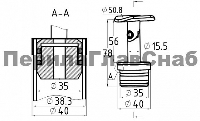 Наконечник стойки палец Ø38.1 мм с резинками, регулируемый k204-88 2
