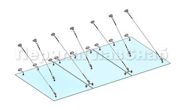 Комплект фурнитуры для козырька 1800х3700 (на вантах/тягах) k671-18-37 купить в Екатеринбурге